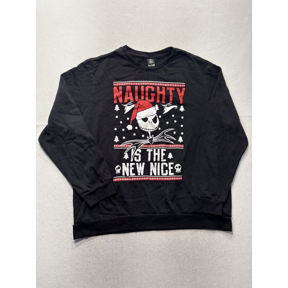 Disney Sweatshirt Mens 3XL Black Jack Skellington Naughty Vs The New Nice Xmas